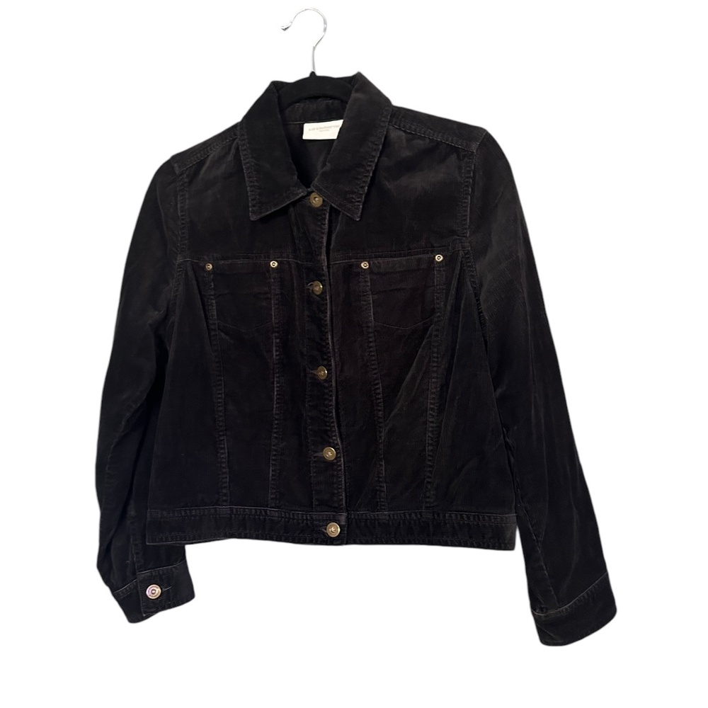Liz Claiborne Petite Black Corduroy Jacket Size Medium Petite Button Vintage